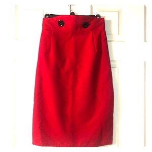 High waisted red pencil skirt